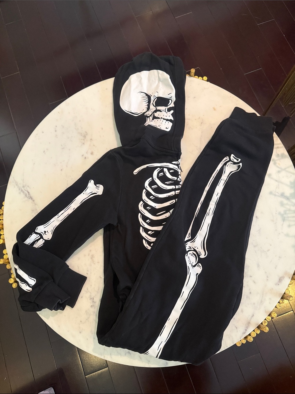 H&M Black and White Skeleton Hoodie & Joggers Costume Set